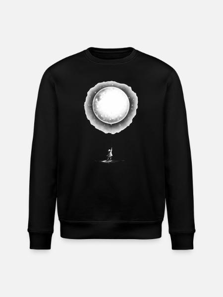 Child with Moon Balloon - Stanley/Stella ROLLER Unisex Organic Sweatshirt - black