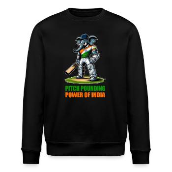 India cricket elephant design - Stanley/Stella ROLLER Unisex Organic Sweatshirt - black - Front - Nik (191cm)