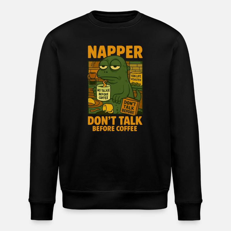 Dino Kaffee Morgenmuffel - Stanley/Stella Unisex Bio-Sweatshirt ROLLER - Schwarz