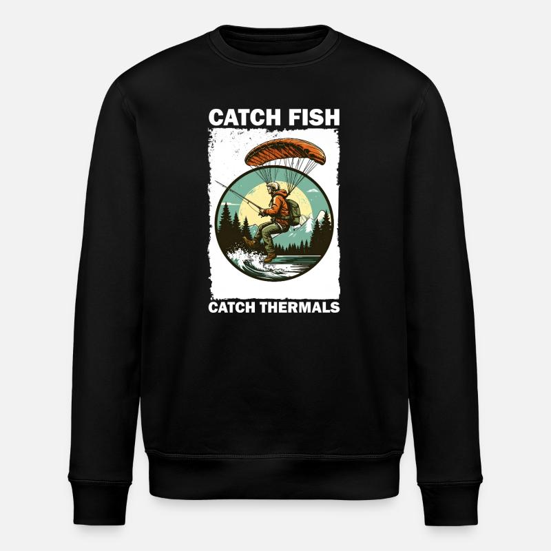 Adventurous angler with climbing board - Stanley/Stella ROLLER Unisex Organic Sweatshirt - black