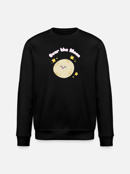 Over_the_Moon Phrases Slang Idiom funny cutedesign - Stanley/Stella ROLLER Unisex Organic Sweatshirt - black