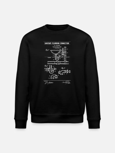 Plumbing Diagram Blueprint - Stanley/Stella ROLLER Unisex Organic Sweatshirt - black