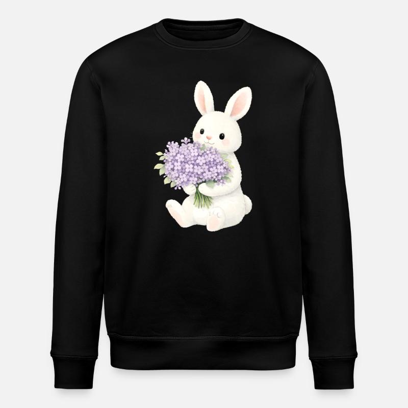Lapin avec illustration lilas - Sweat bio ROLLER Stanley/Stella Unisexe - noir