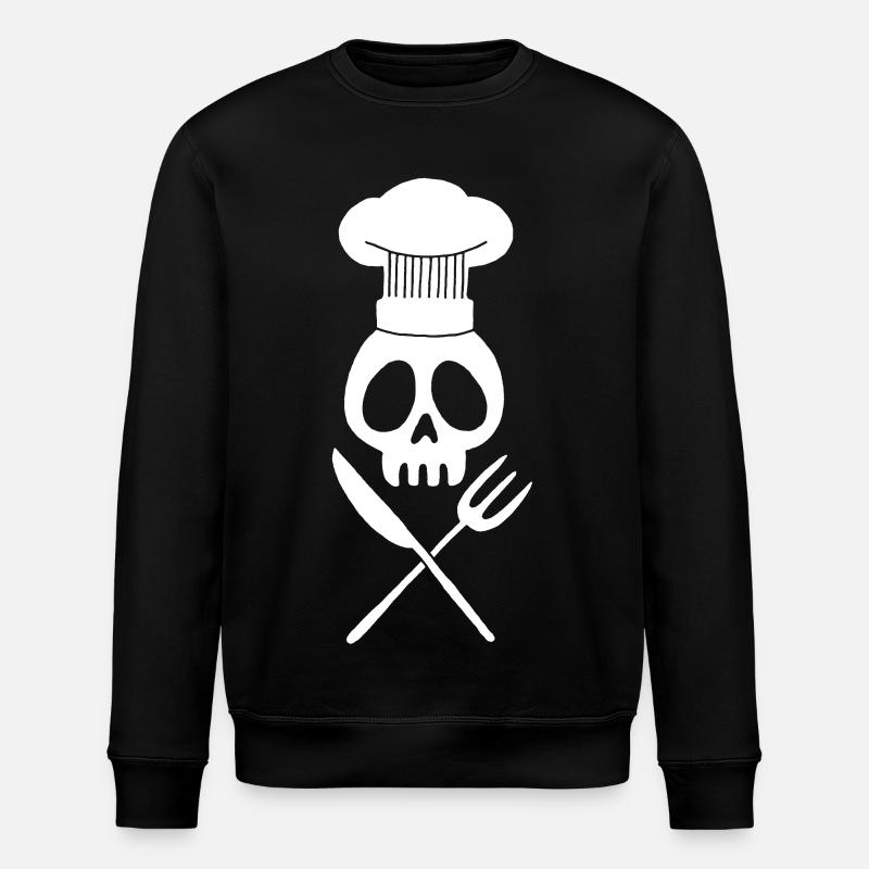 Crâne de cuisinier (blanc) - Sweat bio ROLLER Stanley/Stella Unisexe - noir