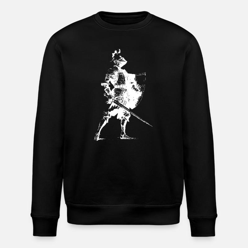 Knight Silhouette with Shield - Stanley/Stella ROLLER Unisex Organic Sweatshirt - black