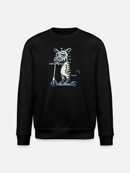 Zebra Scooter Kickroller Funny Comic - Stanley/Stella ROLLER Unisex Organic Sweatshirt - black