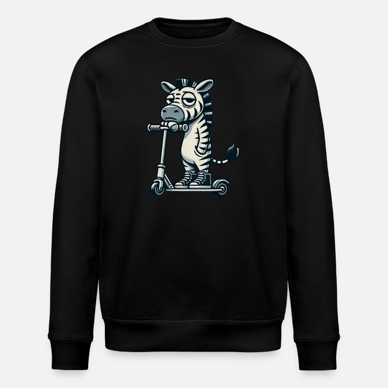 Zebra Scooter Kickroller Funny Comic - Stanley/Stella ROLLER Unisex Organic Sweatshirt - black