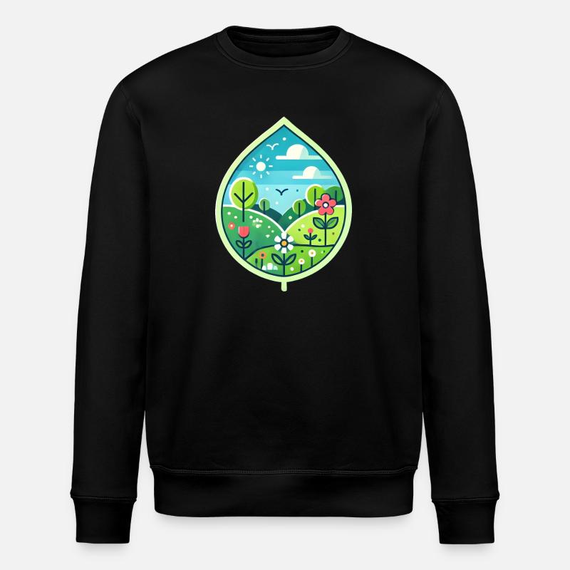 Blatt Frühling - Stanley/Stella Unisex Bio-Sweatshirt ROLLER - Schwarz