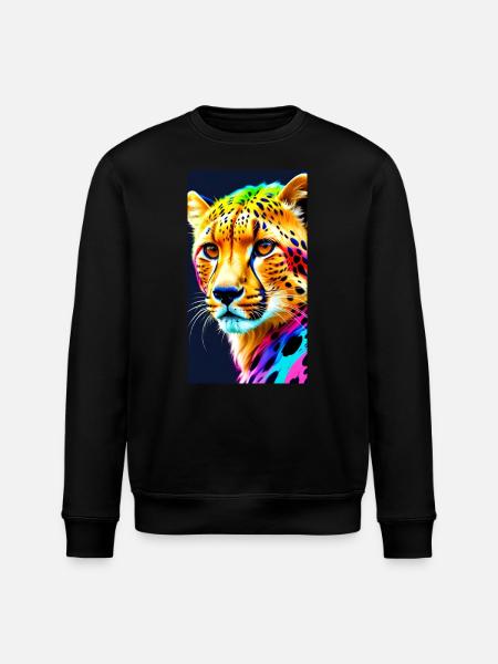 Cheetah Front - Stanley/Stella Unisex Bio-Sweatshirt ROLLER - Schwarz