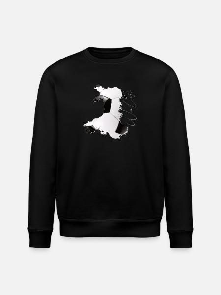 Wales kart rammer ekte fotball EN - Stanley/Stella ROLLER økologisk unisex-sweatshirt - svart