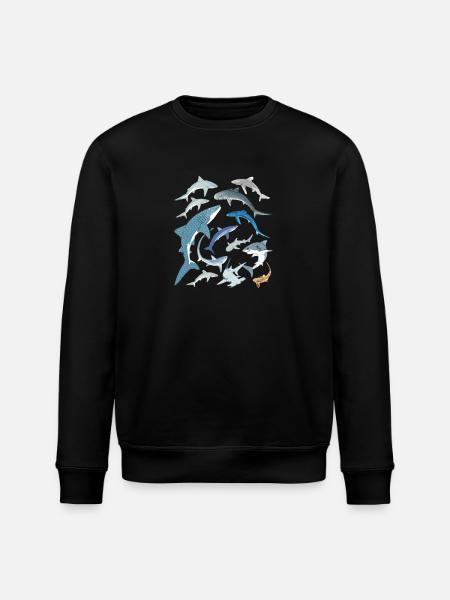 Tigerhai Blauhai Walhai Haiarten - Stanley/Stella Unisex Bio-Sweatshirt ROLLER - Schwarz