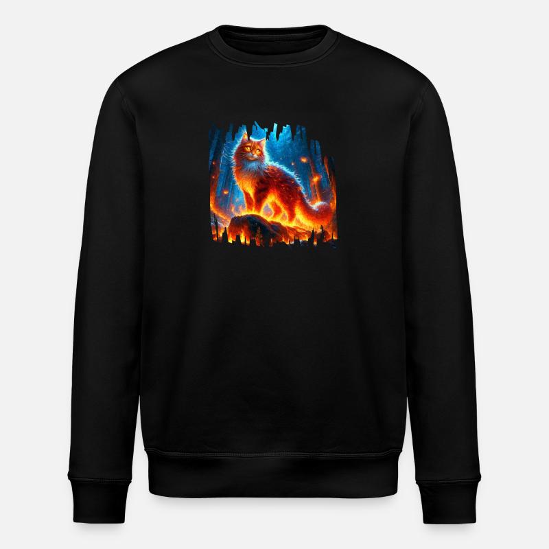 Enchanted Fire Feline - Stanley/Stella ROLLER Unisex Organic Sweatshirt - black
