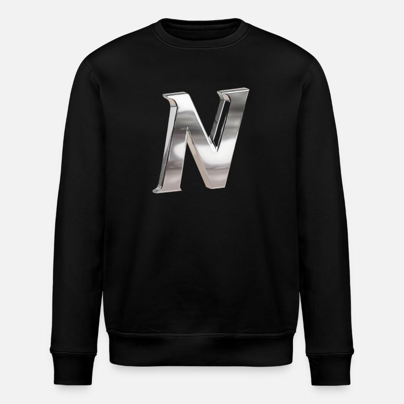 Chrome ,, N " Métallisé - Sweat bio ROLLER Stanley/Stella Unisexe - noir