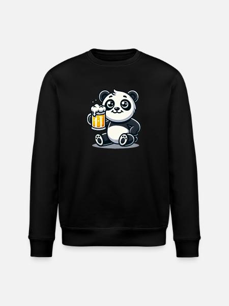 Cute Panda Drinking Beer - Stanley/Stella Unisex Bio-Sweatshirt ROLLER - Schwarz