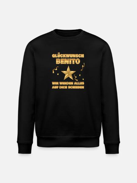 Geschenk für Benito - Stanley/Stella Unisex Bio-Sweatshirt ROLLER - Schwarz