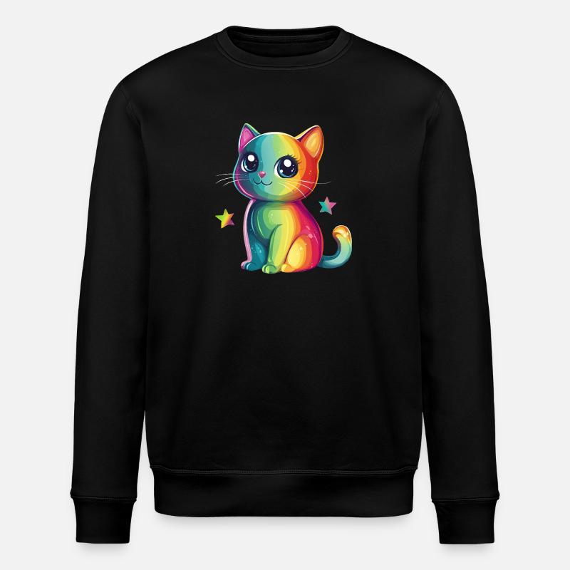 Chat arc-en-ciel mignon - Sweat bio ROLLER Stanley/Stella Unisexe - noir
