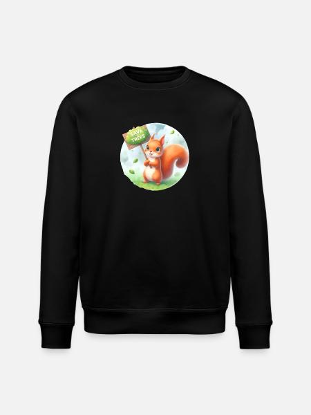 Save the Trees Squirrel - Stanley/Stella ROLLER Unisex Organic Sweatshirt - black