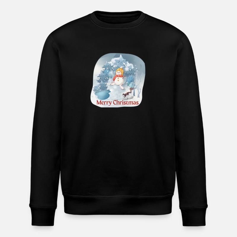 Snowman Merry Christmas - Stanley/Stella ROLLER Unisex Organic Sweatshirt - black
