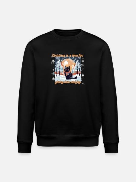 Christmas cat - Stanley/Stella ROLLER Unisex Organic Sweatshirt - black