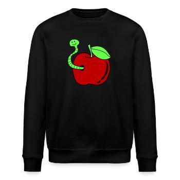 wurm apfel - Stanley/Stella Unisex Bio-Sweatshirt ROLLER - Schwarz - Vorne - Nik (191cm)