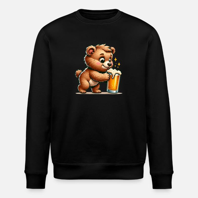 Cute Bear Drinking Beer - Stanley/Stella Unisex Bio-Sweatshirt ROLLER - Schwarz
