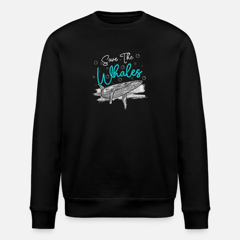 Whale Sea Creatures Lake - Stanley/Stella ROLLER Unisex Organic Sweatshirt - black