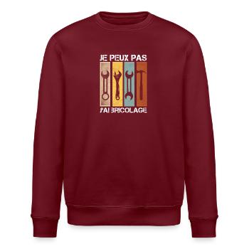 Ich kann nicht DIY - Stanley/Stella Unisex Bio-Sweatshirt ROLLER - Burgunderrot - Vorne - Nik (191cm)