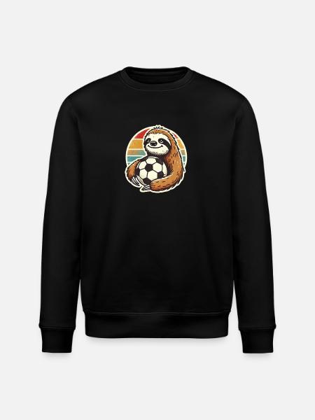 Fußball mit Faultier - Stanley/Stella Unisex Bio-Sweatshirt ROLLER - Schwarz