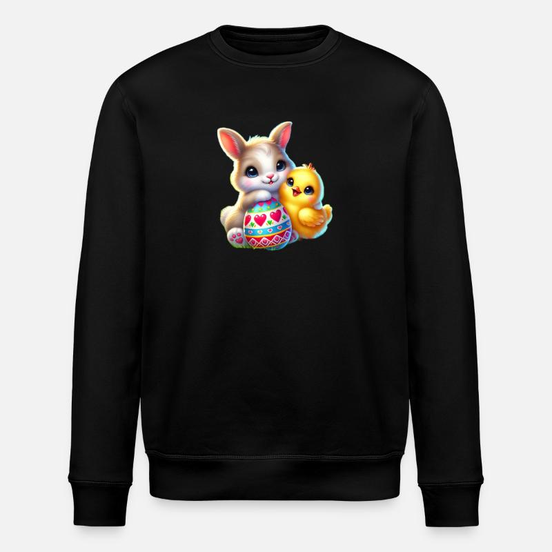 Easter Bunny Chick Egg - Stanley/Stella ROLLER Unisex Organic Sweatshirt - black