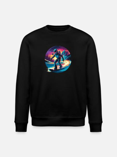 580s Snowboarding - Stanley/Stella ROLLER Unisex Organic Sweatshirt - black