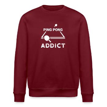 Ping Pong Addict Spruch Geschenk Sport Tischtennis - Stanley/Stella Unisex Bio-Sweatshirt ROLLER - Burgunderrot - Vorne - Nik (191cm)