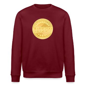 First name Alison - Stanley/Stella ROLLER Unisex Organic Sweatshirt - burgundy - Front - Nik (191cm)
