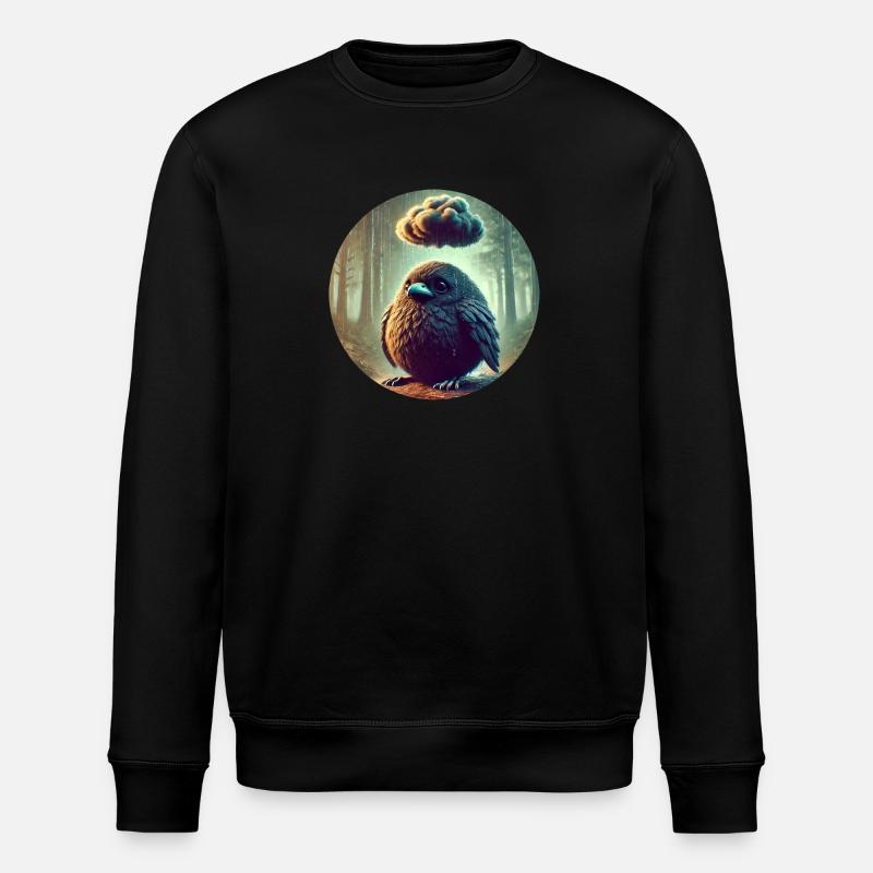Traurige Krähe im Regen - Stanley/Stella Unisex Bio-Sweatshirt ROLLER - Schwarz