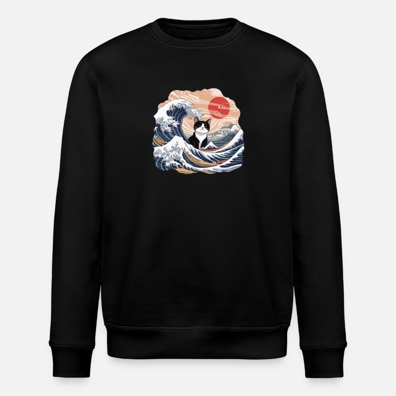 Vage Katze - Stanley/Stella Unisex Bio-Sweatshirt ROLLER - Schwarz