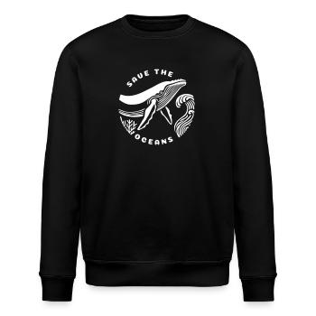 Save the Oceans - Rettet die Meere - Stanley/Stella Unisex Bio-Sweatshirt ROLLER - Schwarz - Vorne - Nik (191cm)