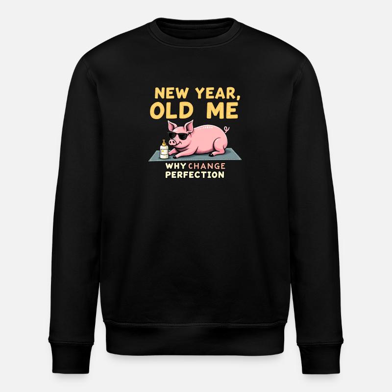 Funny Pig - New Year Design - Stanley/Stella ROLLER Unisex Organic Sweatshirt - black