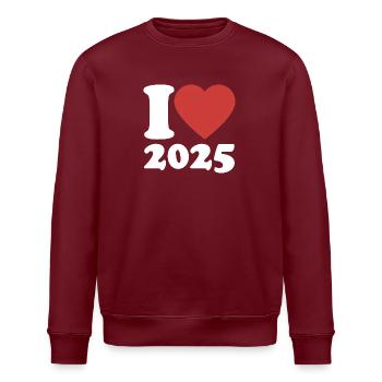 J’aime 2025 - Coeur - Bonne Année - Sweat bio ROLLER Stanley/Stella Unisexe - bordeaux - Devant - Nik (191cm)