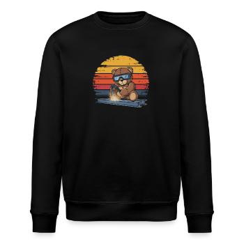Teddybär Schweißer schweißen Stahlbau Metallbau - Stanley/Stella Unisex Bio-Sweatshirt ROLLER - Schwarz - Vorne - Nik (191cm)