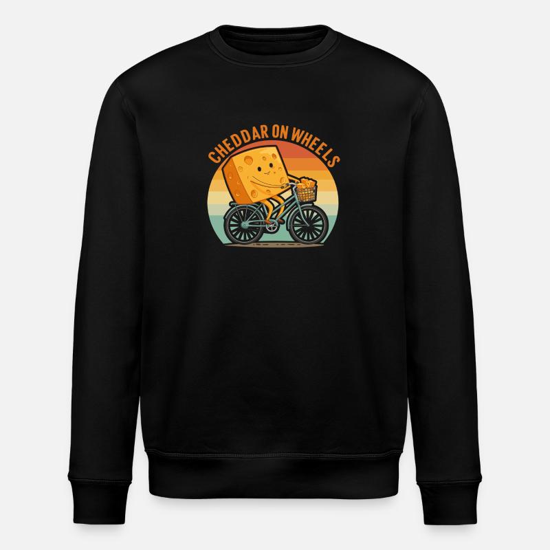 Cheddar on Wheels! Bike & Cheese - Stanley/Stella ROLLER Unisex Organic Sweatshirt - black