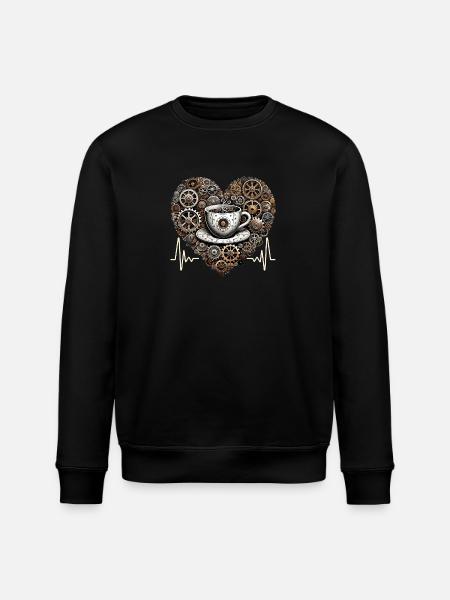 Kaffee Herzschlag Steampunk - Stanley/Stella Unisex Bio-Sweatshirt ROLLER - Schwarz