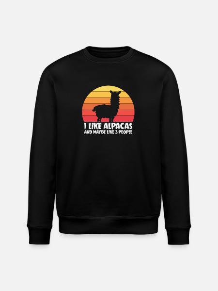 Alpaca Funny Animal Lover Alpacas - Stanley/Stella ROLLER Unisex Organic Sweatshirt - black