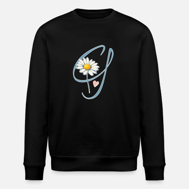 Letter G Daisy Heart - Stanley/Stella ROLLER Unisex Organic Sweatshirt - black