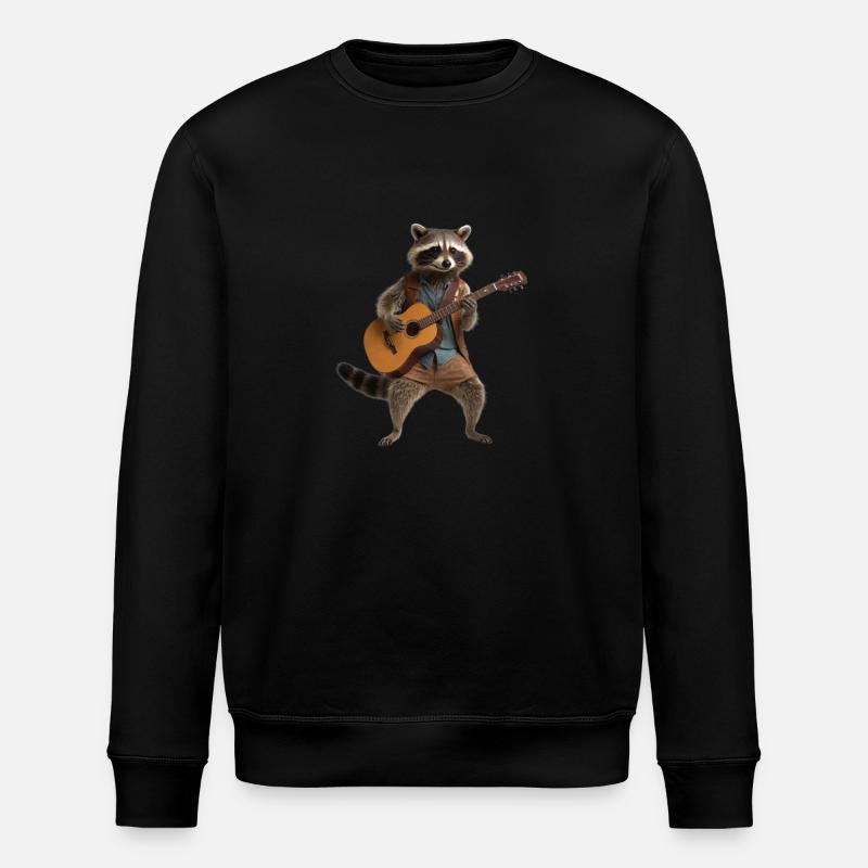 Raccoon Guitar - Stanley/Stella ROLLER Unisex Organic Sweatshirt - black