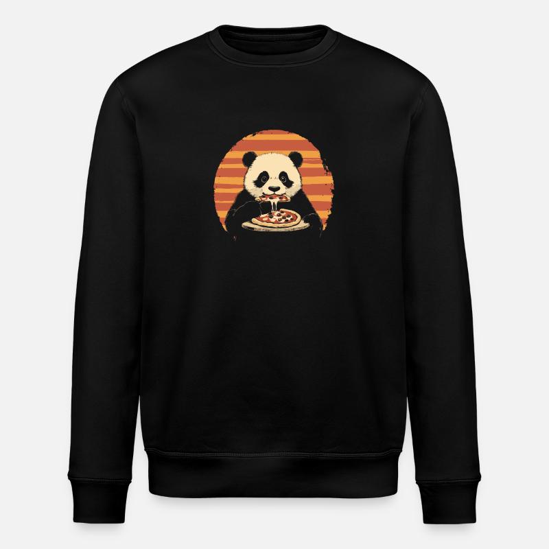 Panda isst Pizza - Stanley/Stella Unisex Bio-Sweatshirt ROLLER - Schwarz
