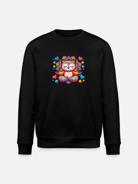 Eule Mandala Yoga - Stanley/Stella Unisex Bio-Sweatshirt ROLLER - Schwarz