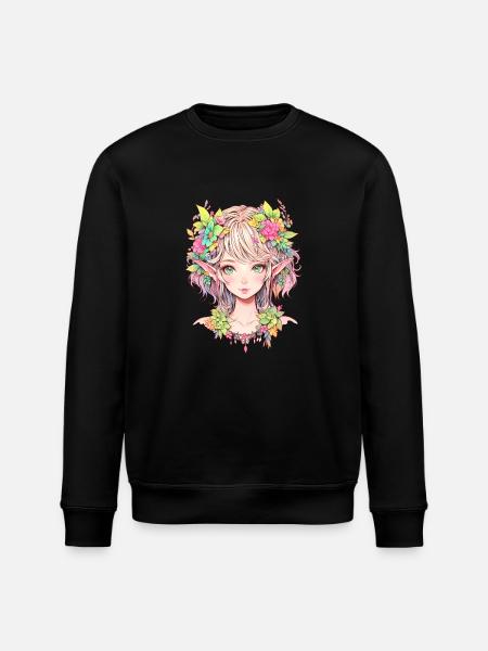 elfe anime mädchen - Stanley/Stella Unisex Bio-Sweatshirt ROLLER - Schwarz