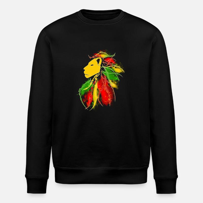 lion_rasta_dread - Stanley/Stella ROLLER Unisex Organic Sweatshirt - black