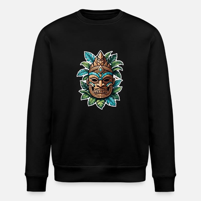 Tiki Beach - Polynesia Statue - Stanley/Stella ROLLER Unisex Organic Sweatshirt - black