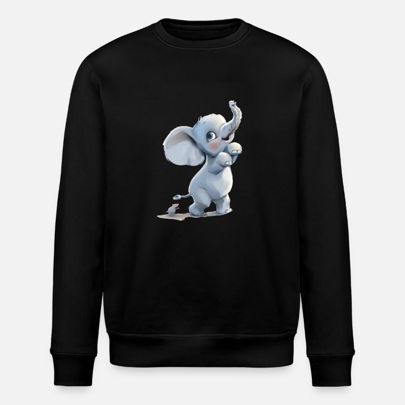 Petit éléphant drôle avec souris - Sweat bio ROLLER Stanley/Stella Unisexe - noir