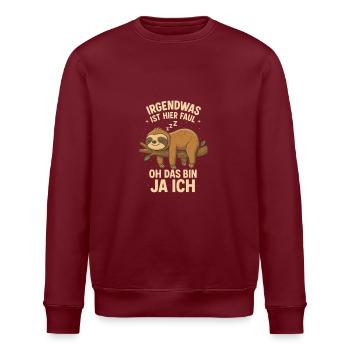 Faultier Büro Spruch faul - Stanley/Stella Unisex Bio-Sweatshirt ROLLER - Burgunderrot - Vorne - Nik (191cm)